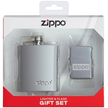 Zippo 2024 Zippo Flask & Brushed Chrome Lighter Gift Set,  ZIP-49358
